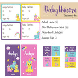 Baby Unicorn Theme Label Set