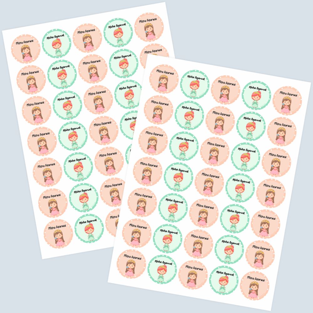 Princess Round Label Round Water Proof Labels - Baby Princess – Popup Kids