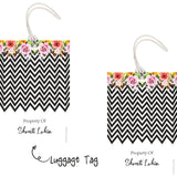 Luggage Tag - Black Zig Zag