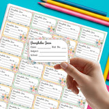 School Book Label -Bouquet