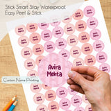 Round waterproof name labels - Bow Sparkle
