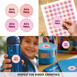 Round waterproof name labels - Bow Sparkle