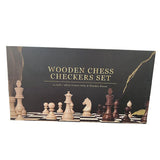 2-in-1 Big Chess & Checkers Set Premium Wooden Board Game for Adults & Kids