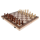 2-in-1 Big Chess & Checkers Set Premium Wooden Board Game for Adults & Kids