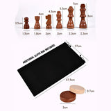 2-in-1 Big Chess & Checkers Set Premium Wooden Board Game for Adults & Kids