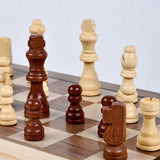 2-in-1 Big Chess & Checkers Set Premium Wooden Board Game for Adults & Kids