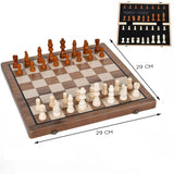 2-in-1 Big Chess & Checkers Set Premium Wooden Board Game for Adults & Kids