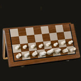 2-in-1 Big Chess & Checkers Set Premium Wooden Board Game for Adults & Kids