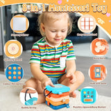 TurtleBee Mind Stacker Sensory Cube – Montessori Busy Board Travel Toy for 1-3 Yr Toddlers