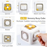 TurtleBee Life Skill Builder Cube – Montessori Busy Cube for Toddlers 1-3, Travel Sensory Toy