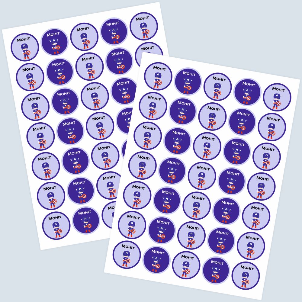 Round Water Proof Labels -Captain America