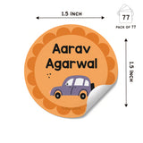 Round Water Proof Label - Car Purple