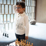 Chess Checkmate Embroidered Organic Cotton Shirt - White