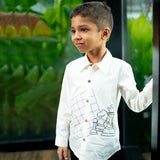 Chess Checkmate Embroidered Organic Cotton Shirt - White