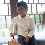 Chess Checkmate Embroidered Organic Cotton Shirt - White