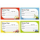 School Book Label - Construction Vehicle