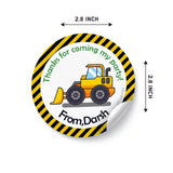 Round Thank You Label - Construction Vehicles