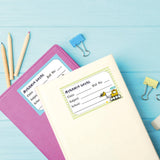 School Book Label - Cute Construction Vehicles