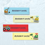 Waterproof Labels - Cute Construction vehicles