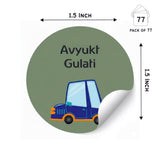 Round Water Proof Label - Cute Car