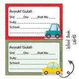 School Book Label - Cute Car