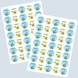 Round Water Proof Label - Cute Construction Vehicles