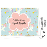 Personalised Gift Notecard - Cute Unicorn