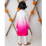 Shaded Kurta with Motif Set - Pink