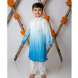 Shaded Kurta with Motif Set - Blue