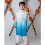 Shaded Kurta with Motif Set - Blue