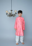 All Over Embroidered Kurta Set - Peach