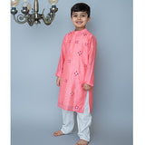 All Over Embroidered Kurta Set - Peach