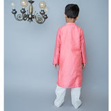 All Over Embroidered Kurta Set - Peach