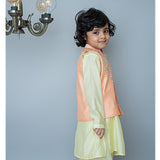 Mirror Embroidery Bandhgala Set - Peach