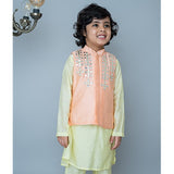 Mirror Embroidery Bandhgala Set - Peach