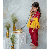 Mirror Yoke Kurta Set - Red