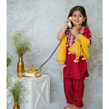 Mirror Yoke Kurta Set - Red