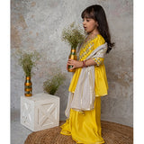 Mirror Embroidery Cut out Sharara with Dupatta - Yellow