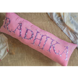 Shape Cushions- Embroidered Bolster Name Pillow - Pink & Purple