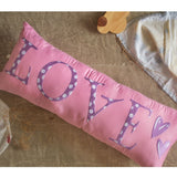 Shape Cushions- Embroidered Bolster Name Pillow - Pink & Purple