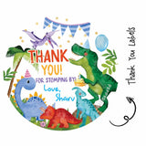Round thank you label - Dino Party