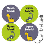 Round Water Proof Label - Dinasour