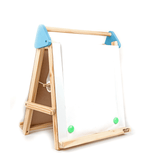 3-in-1 Wooden Tabletop Easel with Blackboard, Whiteboard, Paper Roll, & Accessories