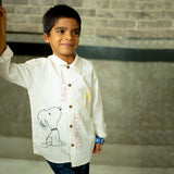 Easily Distracted Dog Embroidered Organic Cotton Shirt - White