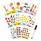 Flash Cards Numbers - 30 Double Sided Wipe Clean Flash Cards for Kids (With Free Pen)