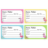 School Book Label - Flamingo