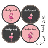 Round Water Proof Labels - Flamingo