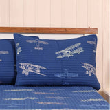 Fly Away with Me Navy Blue Quilted Pillow