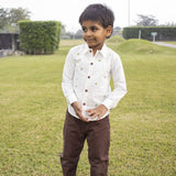 Frosty Pine Trees Embroidered Formal Shirt - White