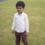 Frosty Pine Trees Embroidered Formal Shirt - White